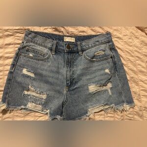 Altered state Denim Distressed High-Waist Shorts-small